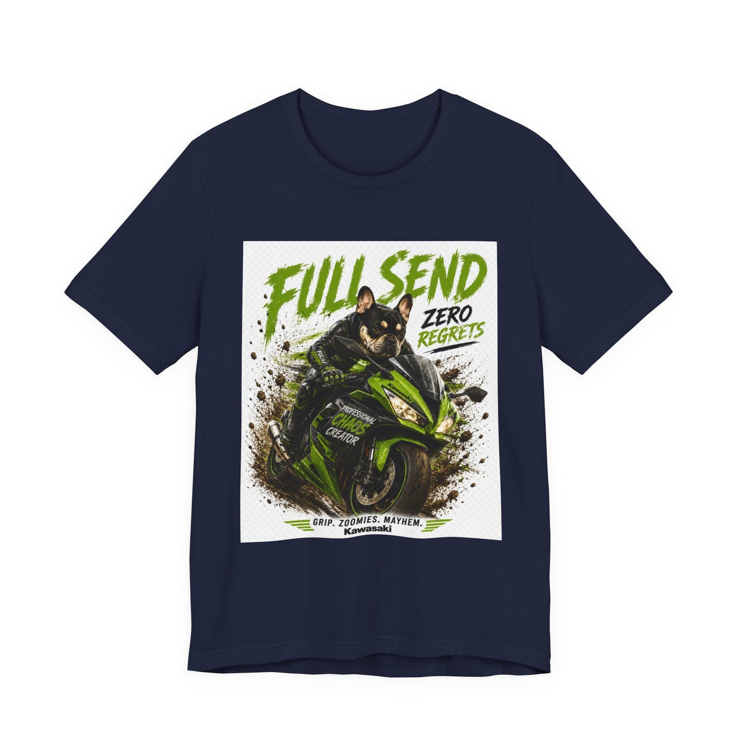 Full Send Zero Regrets Motorcycle Tee | Sportbike Dirt Splash Graphic