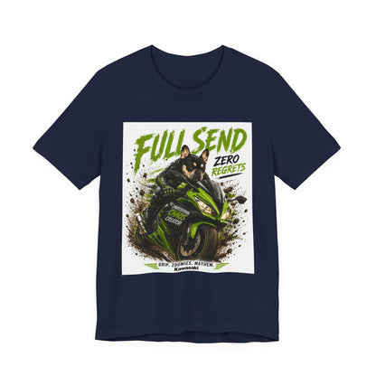 Full Send Zero Regrets Motorcycle Tee | Sportbike Dirt Splash Graphic