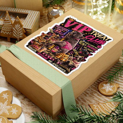 VIP Treat Club Sticker | French Bulldog Pole Dance, Sassy Pet Humor Kiss-Cut