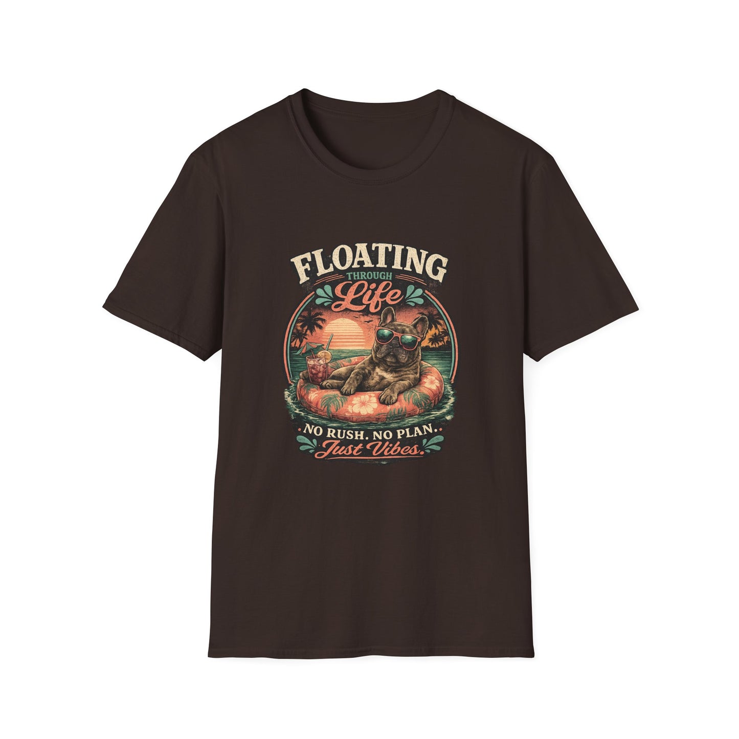 French Bulldog Sunglasses Sunset Ice Cream Float T-Shirt | Beach Vibes