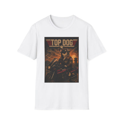 Top Dog Frenchie Tee — French Bulldog on Kawasaki Ninja (Top Gun Style)