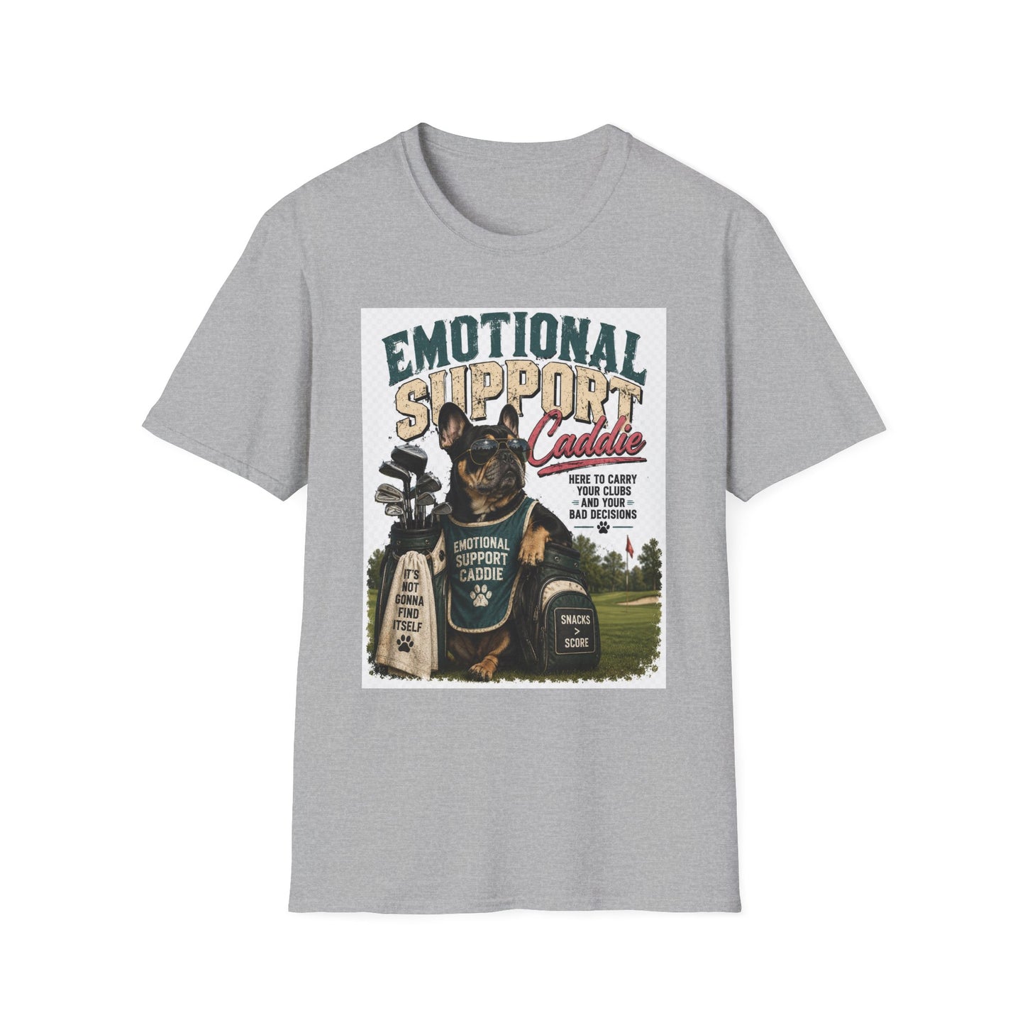 Emotional Support Caddie T-Shirt — Funny Golf Dog Graphic Tee