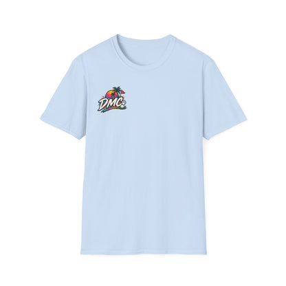 Frenchie Golf Tropical Logo Tee — Retro Palm Sunset Chest Print