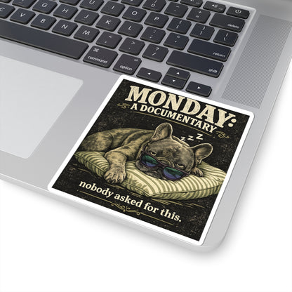 Funny French Bulldog Sticker | Monday Mood Sleepy Dog Kiss-Cut