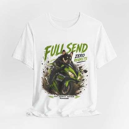 Full Send Zero Regrets Motorcycle Tee | Sportbike Dirt Splash Graphic