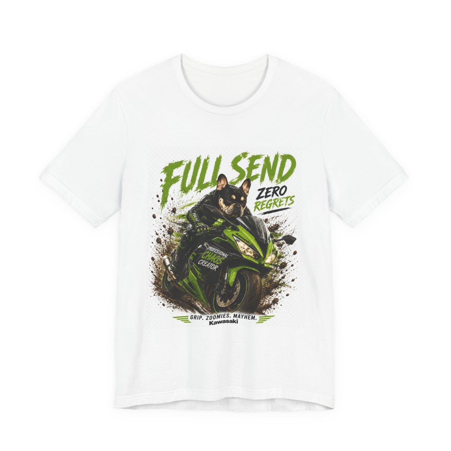 Full Send Zero Regrets Motorcycle Tee | Sportbike Dirt Splash Graphic