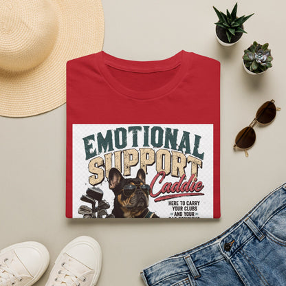 Emotional Support Caddie T-Shirt — Funny Golf Dog Graphic Tee