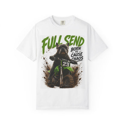 Full Send Bear Motocross Tee | T-Shirt, Born to Cause Chaos Dirt Bike Graphic
