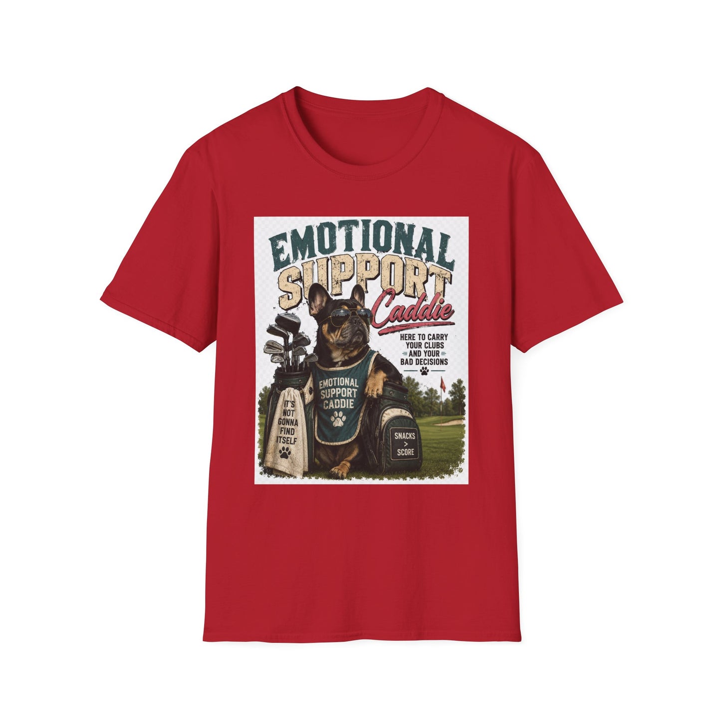 Emotional Support Caddie T-Shirt — Funny Golf Dog Graphic Tee