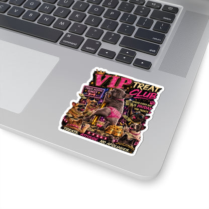 VIP Treat Club Sticker | French Bulldog Pole Dance, Sassy Pet Humor Kiss-Cut