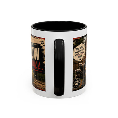 Stop Taking Pictures Throw the Ball Coffee Mug — Funny Dog Lover Accent Mug