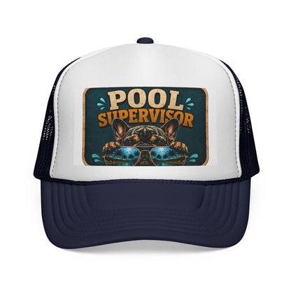 Pool Supervisor Trucker Cap — Funny Dog with Sunglasses Mesh Hat