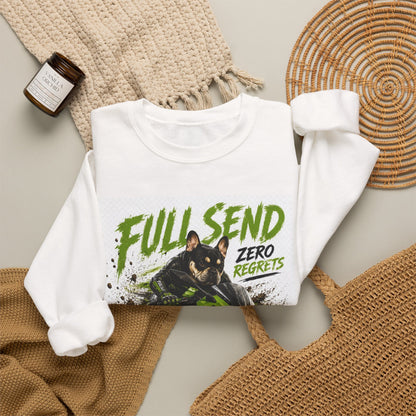 Full Send Zero Regrets Motorcycle Rider Crewneck Sweatshirt | Racing Graphic