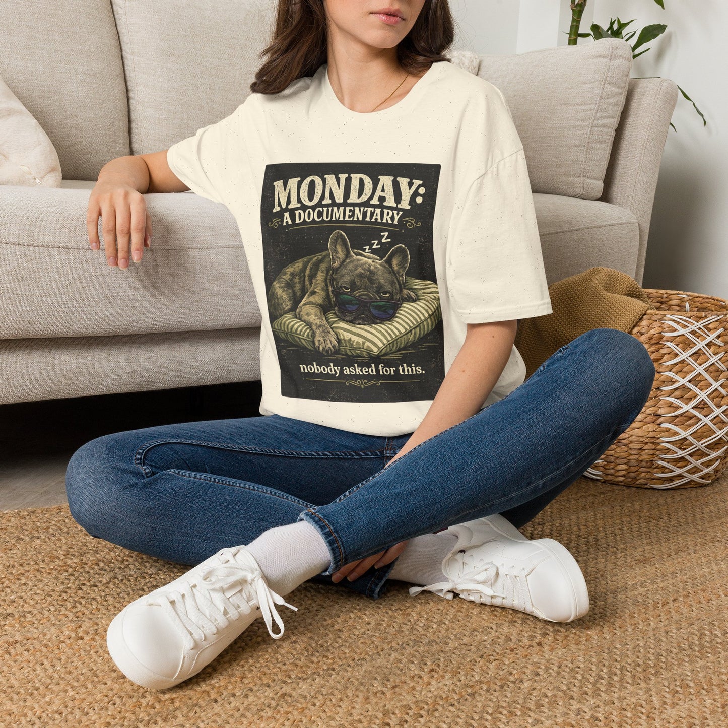 Monday: A Documentary Frenchie Graphic Tee | Funny Sleepy Dog Shirt