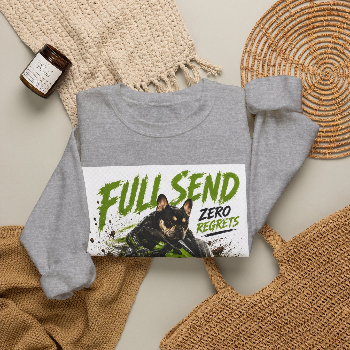 Full Send Zero Regrets Motorcycle Rider Crewneck Sweatshirt | Racing Graphic