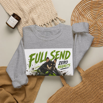 Full Send Zero Regrets Motorcycle Rider Crewneck Sweatshirt | Racing Graphic