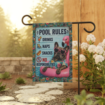 Garden Flag — "Pool Rules: Drinks, Naps, Snacks, No Responsibilities"