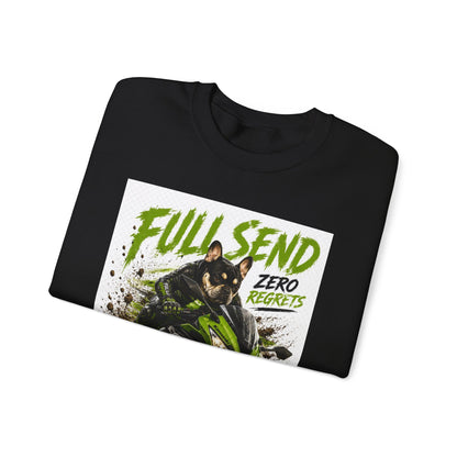 Full Send Zero Regrets Motorcycle Rider Crewneck Sweatshirt | Racing Graphic