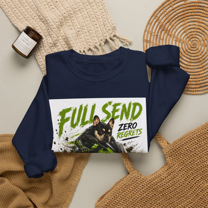Full Send Zero Regrets Motorcycle Rider Crewneck Sweatshirt | Racing Graphic