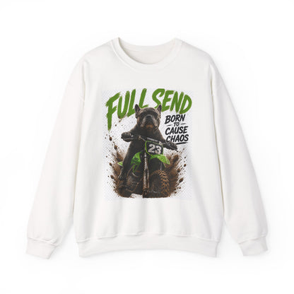 Full Send Dirt Bike Dog sweatshirt | Born to Cause Chaos crewneck