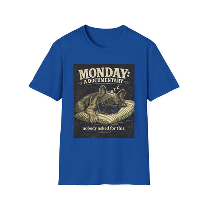 Monday: A Documentary Frenchie Graphic Tee | Funny Sleepy Dog Shirt