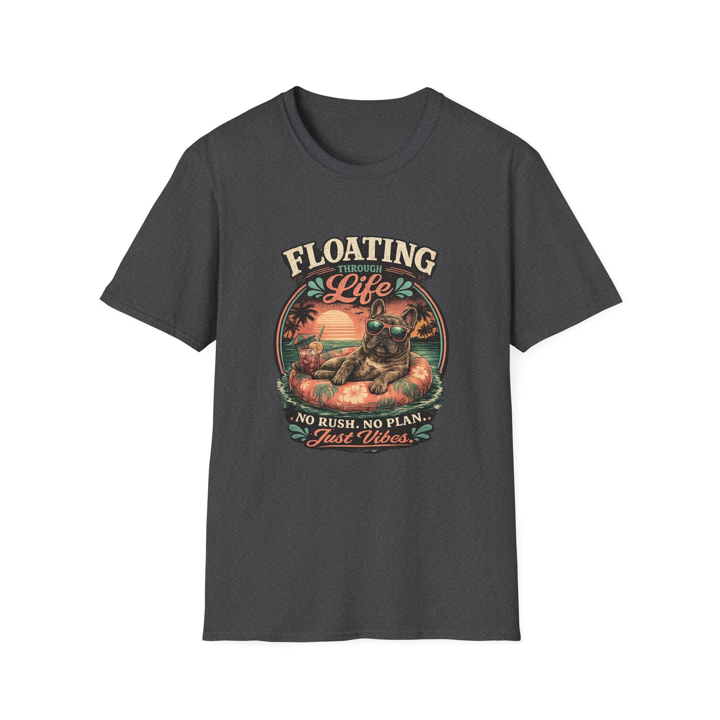 French Bulldog Sunglasses Sunset Ice Cream Float T-Shirt | Beach Vibes