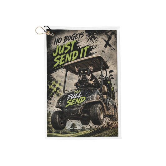 Golf Towel — "No Bogeys Just Send It" Frenchie Edition