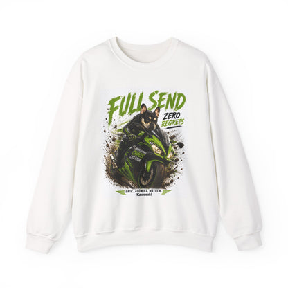 Full Send Zero Regrets Motorcycle Rider Crewneck Sweatshirt | Racing Graphic