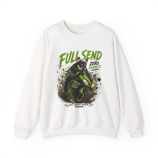 Full Send Zero Regrets Motorcycle Rider Crewneck Sweatshirt | Racing Graphic