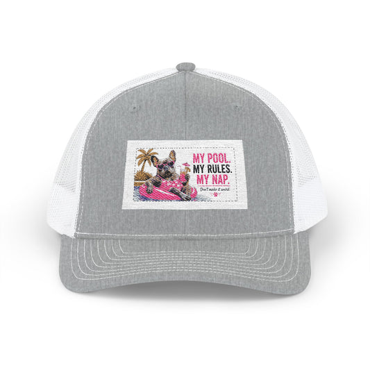 French Bulldog Pool Hat | My Pool My Rules Snapback Trucker Cap