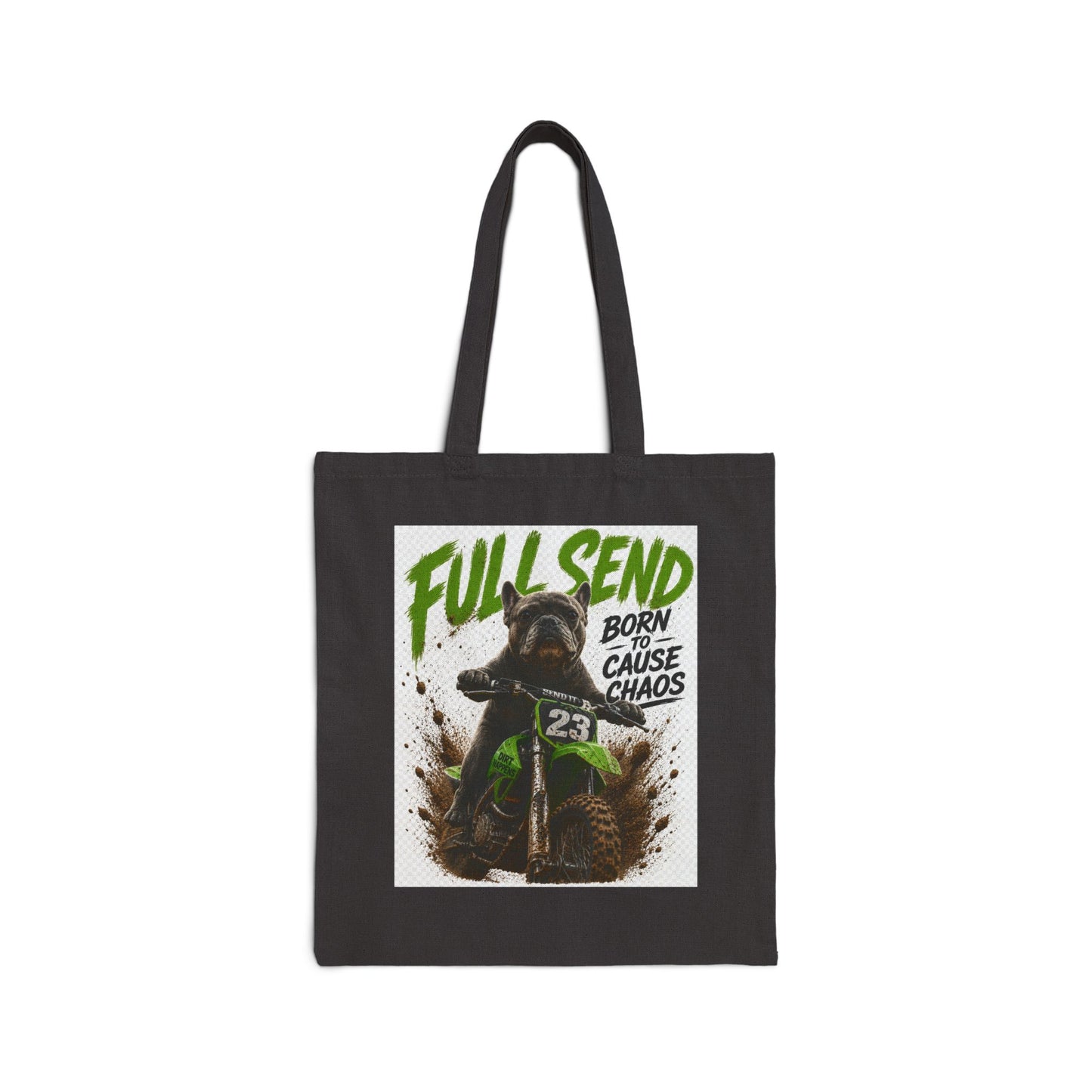 Full Send Motocross Rider Tote Bag | Born to Cause Chaos, Dirt Bike Graphic