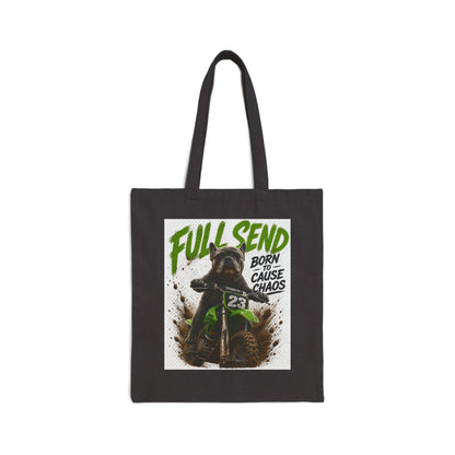 Full Send Motocross Rider Tote Bag | Born to Cause Chaos, Dirt Bike Graphic