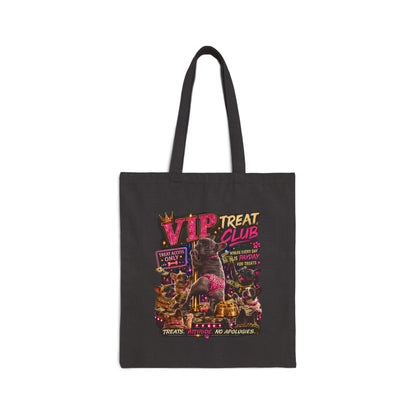 Dancing Frenchie Treats Tote Bag | Funny French Bulldog Illustration