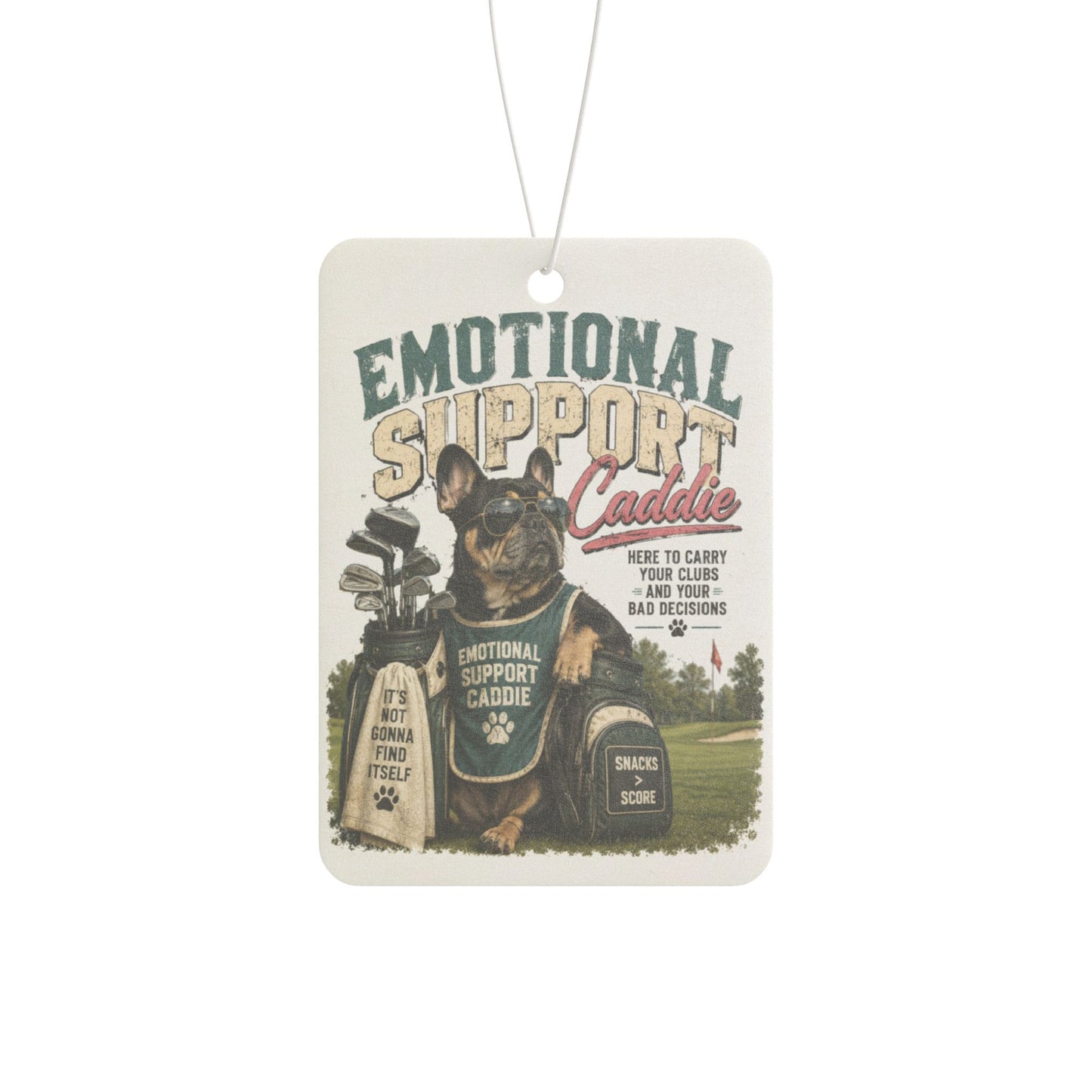 Emotional Support Caddie Car Air Freshener – Funny Golf Dog Scented Ornament
