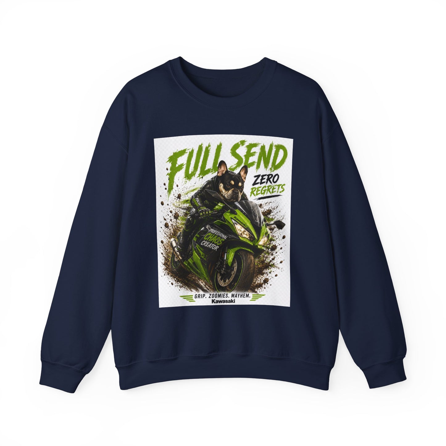 Full Send Zero Regrets Motorcycle Rider Crewneck Sweatshirt | Racing Graphic