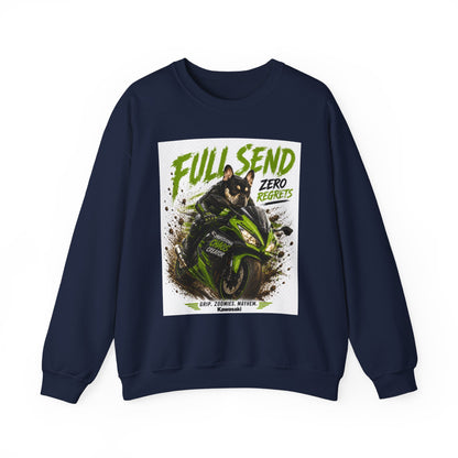 Full Send Zero Regrets Motorcycle Rider Crewneck Sweatshirt | Racing Graphic