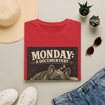 Monday: A Documentary Frenchie Graphic Tee | Funny Sleepy Dog Shirt