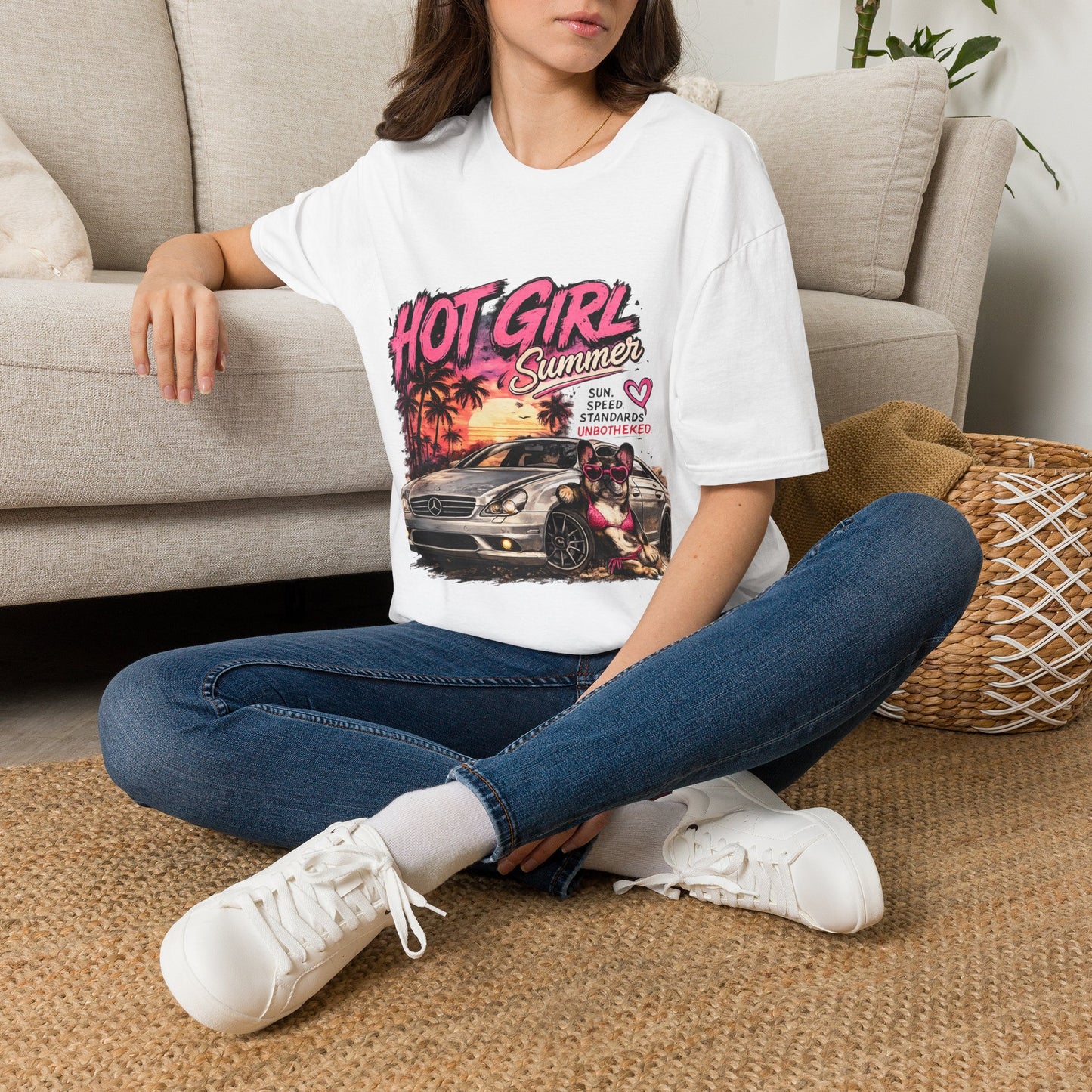 Hot Girl Summer T-Shirt | Retro Palm Sunset, Mercedes AMG Frenchie