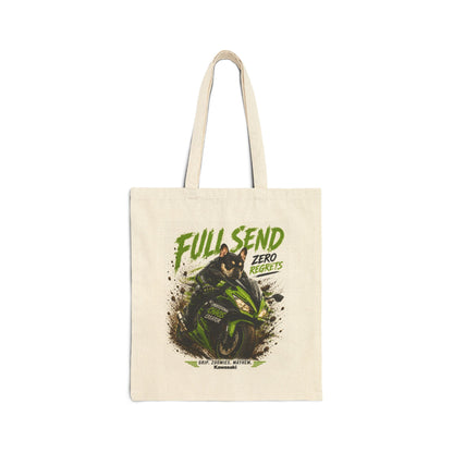 Full Send Motorcycle Rider Tote Bag | Racing Dirt Bike Graphic, Green Black