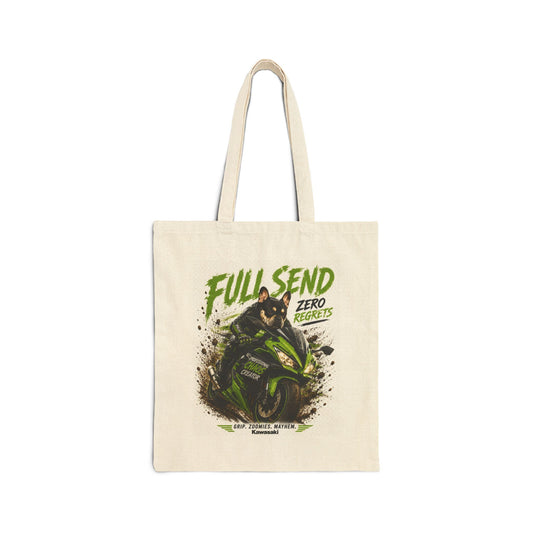 Full Send Motorcycle Rider Tote Bag | Racing Dirt Bike Graphic, Green Black