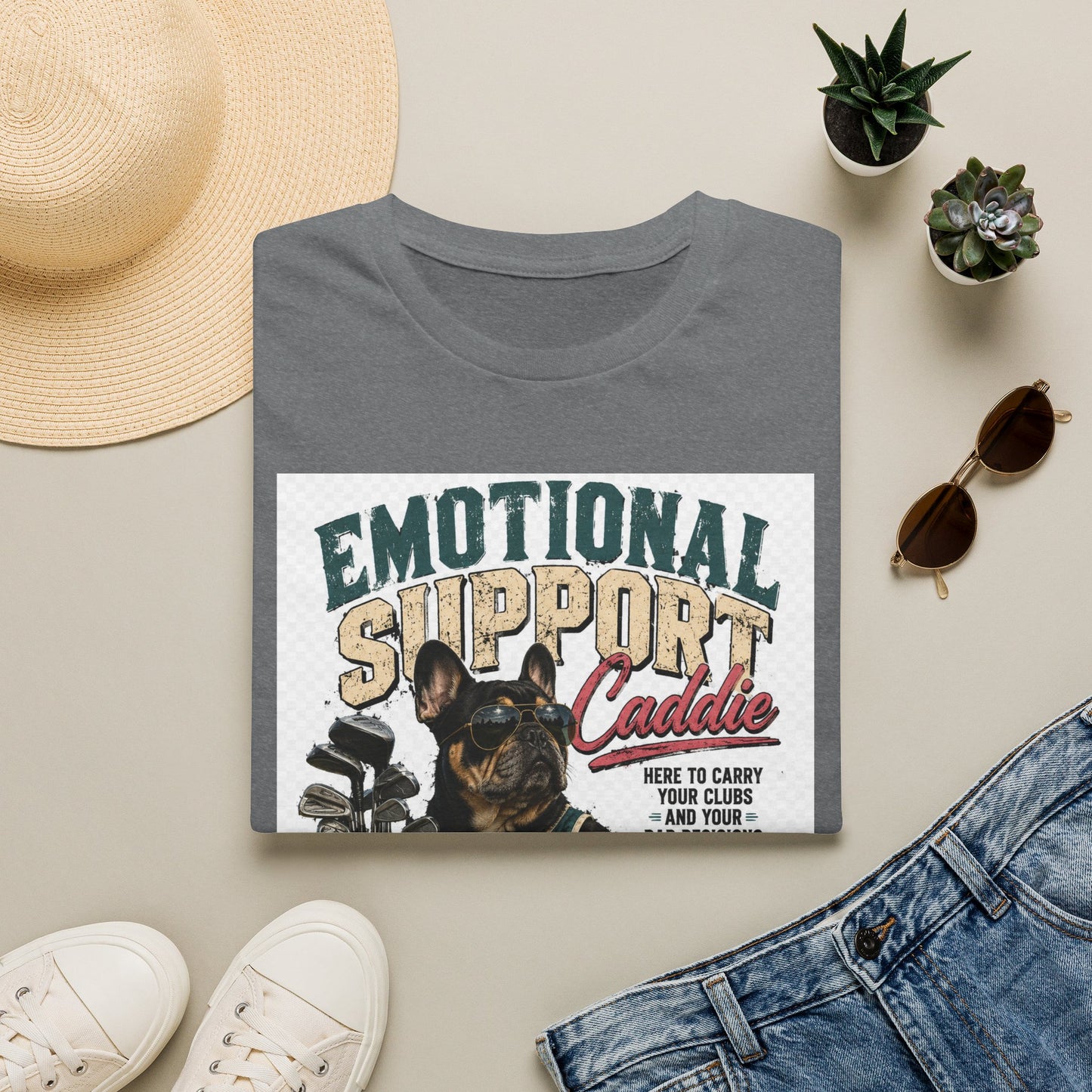 Emotional Support Caddie T-Shirt — Funny Golf Dog Graphic Tee