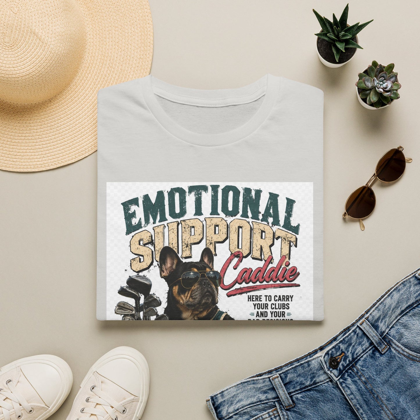 Emotional Support Caddie T-Shirt — Funny Golf Dog Graphic Tee
