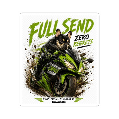 French Bulldog on Motorcycle Kiss-Cut Stickers | Biker Frenchie Sticker
