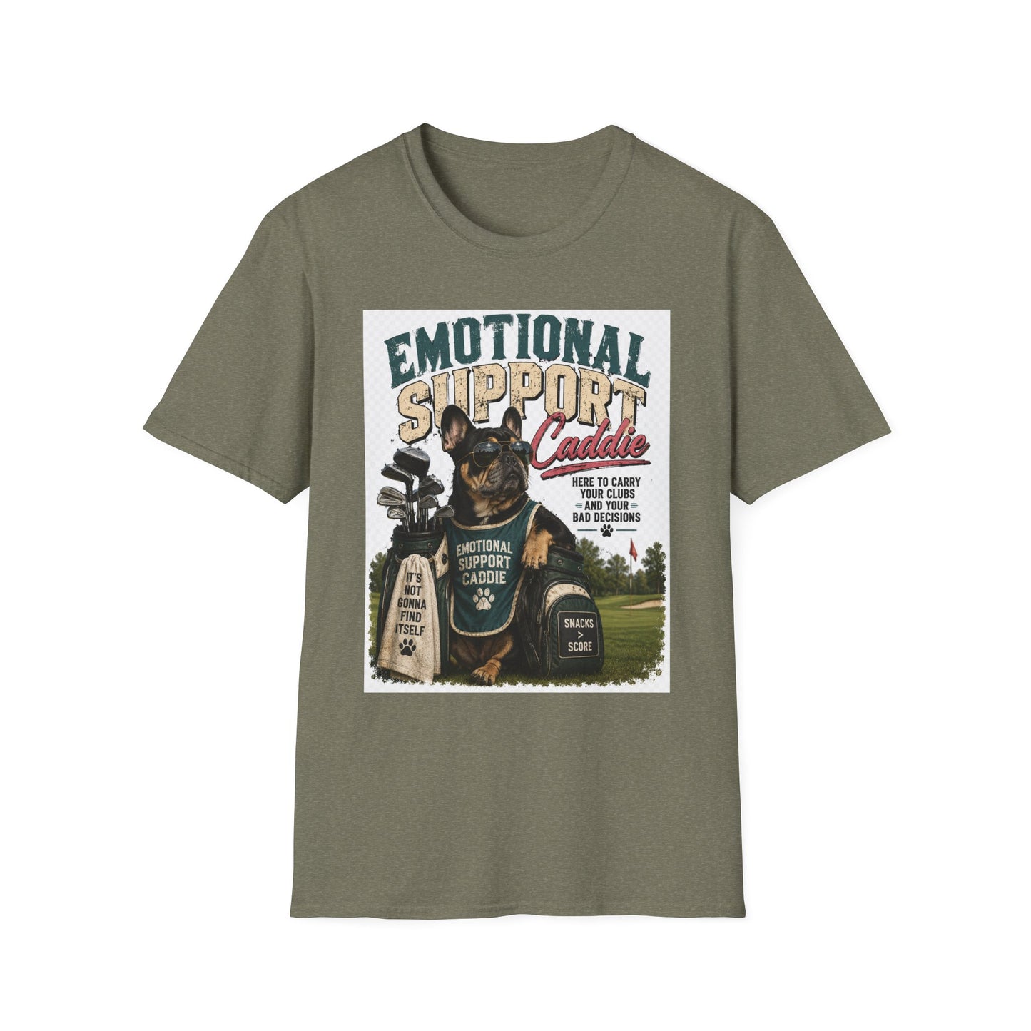 Emotional Support Caddie T-Shirt — Funny Golf Dog Graphic Tee