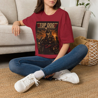 Top Dog Frenchie Tee — French Bulldog on Kawasaki Ninja (Top Gun Style)