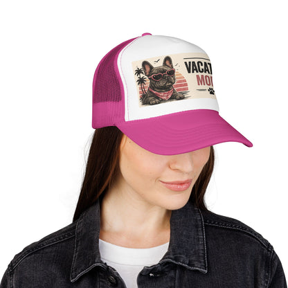 Vacation Mode Trucker Hat - Retro French Bulldog Sunglasses Beach Cap