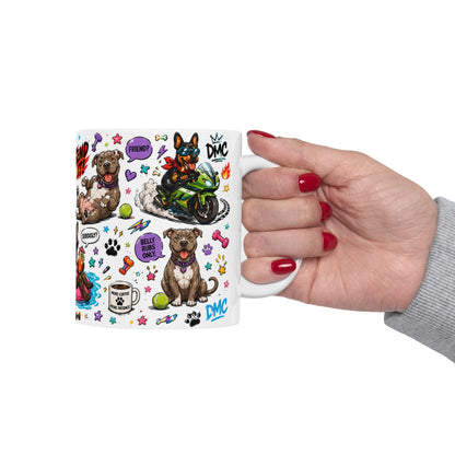 French Bulldog Sticker Collage Mug | Ceramic Coffee Cup