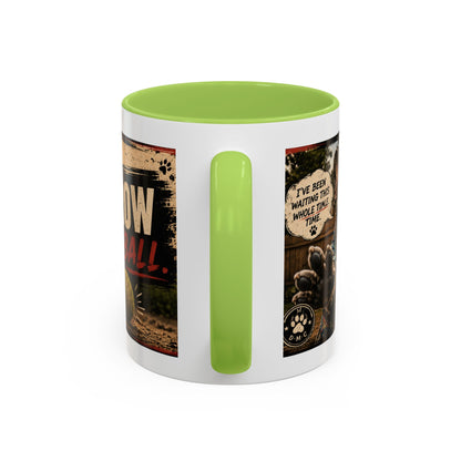 Stop Taking Pictures Throw the Ball Coffee Mug — Funny Dog Lover Accent Mug