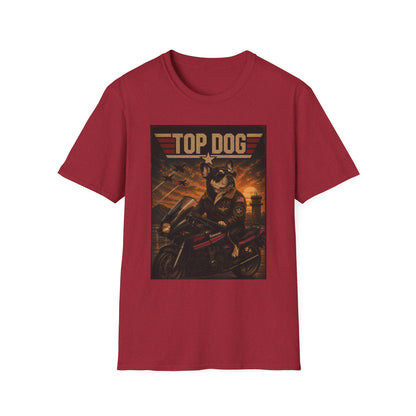Top Dog Frenchie Tee — French Bulldog on Kawasaki Ninja (Top Gun Style)