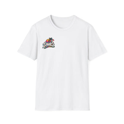 Frenchie Golf Tropical Logo Tee — Retro Palm Sunset Chest Print